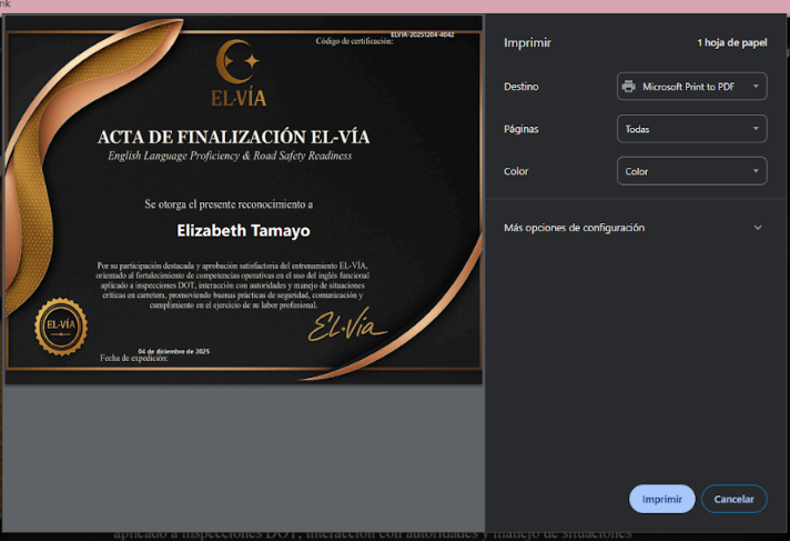 Certificado oficial EL-VÍA